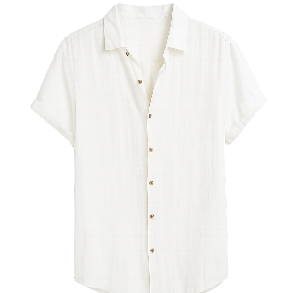 White short-sleeve shirt on a white background