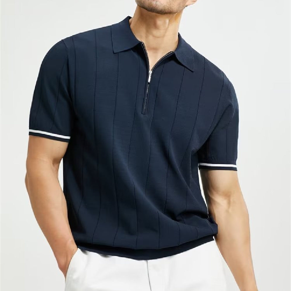 Riviera Short-sleeved Zipper Polo Shirt
