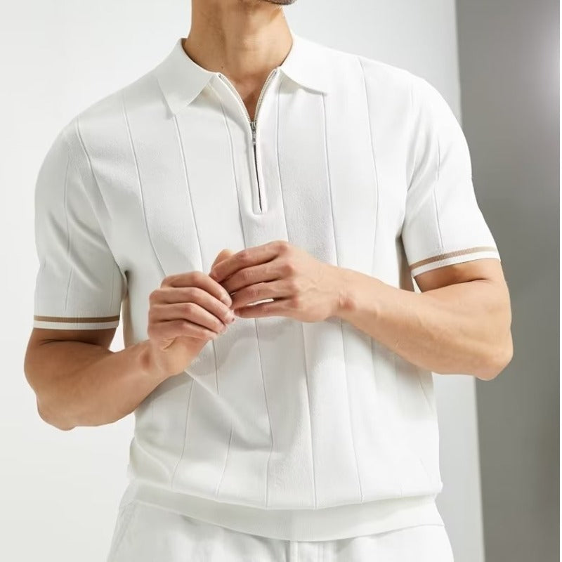 Riviera Short-sleeved Zipper Polo Shirt